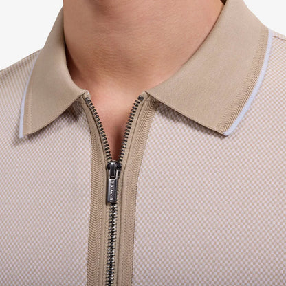 Bugatchi Quarter-zip Polo - Tan