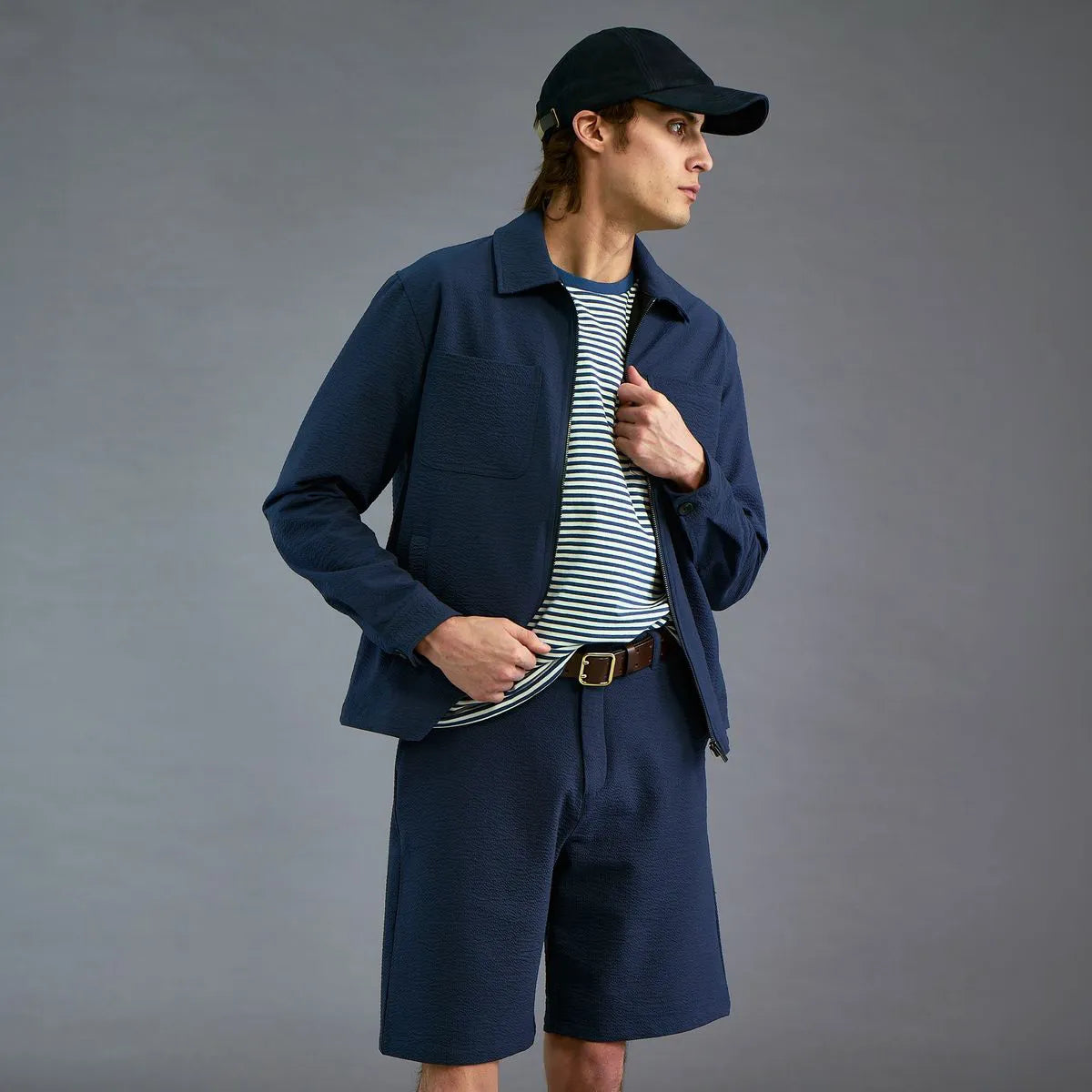 Les Deux Randall Seersucker Suit Shorts - Dark Navy