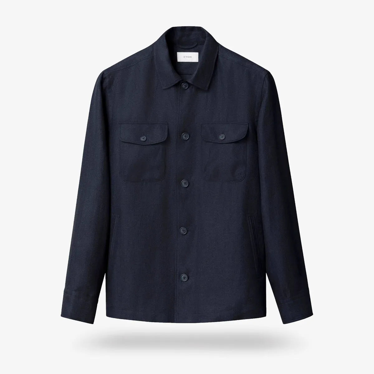 Eton Linen Four-pocket Overshirt - Navy