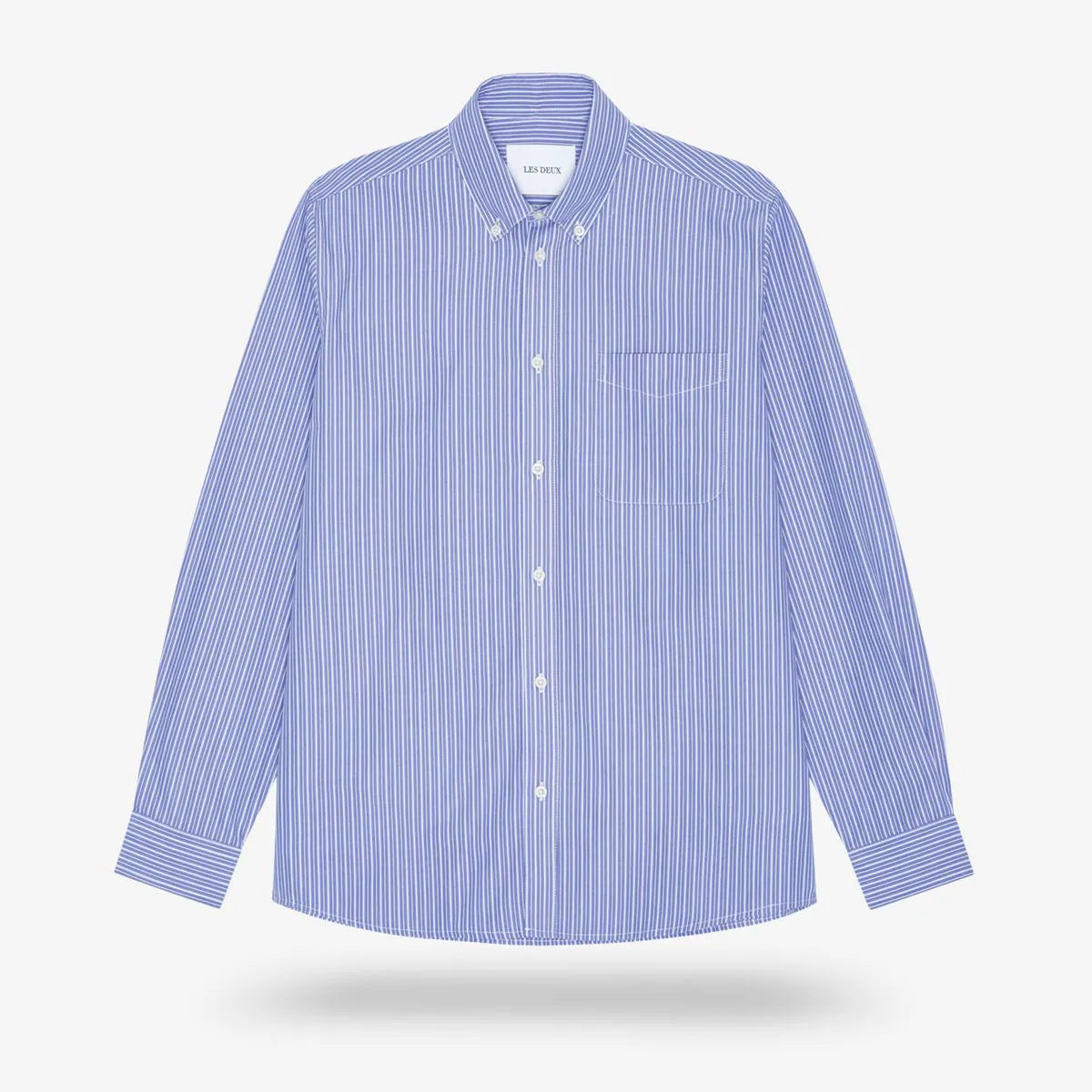 Les Deux Kent Striped Poplin Shirt - Blue
