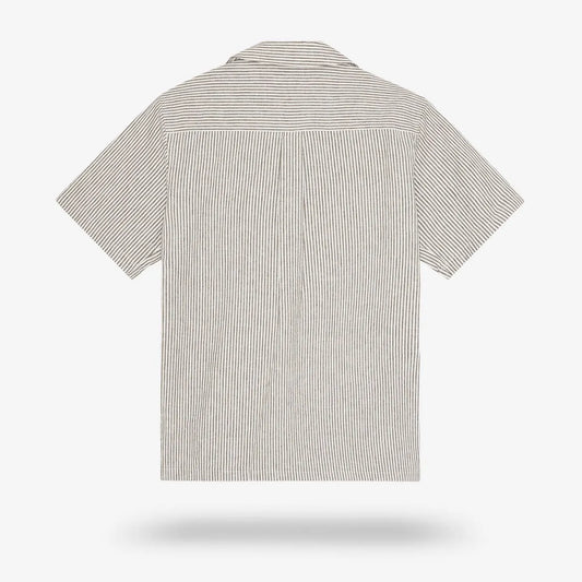 Les Deux Lukas Cotton-linen Short-sleeve Shirt - Teak Brown