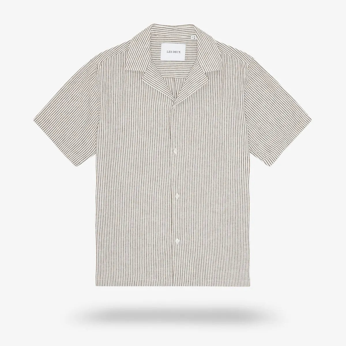 Les Deux Lukas Cotton-linen Short-sleeve Shirt - Teak Brown
