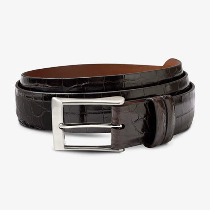 Genuine Crocodile Dress Belt - Brown Genuine Crocodile