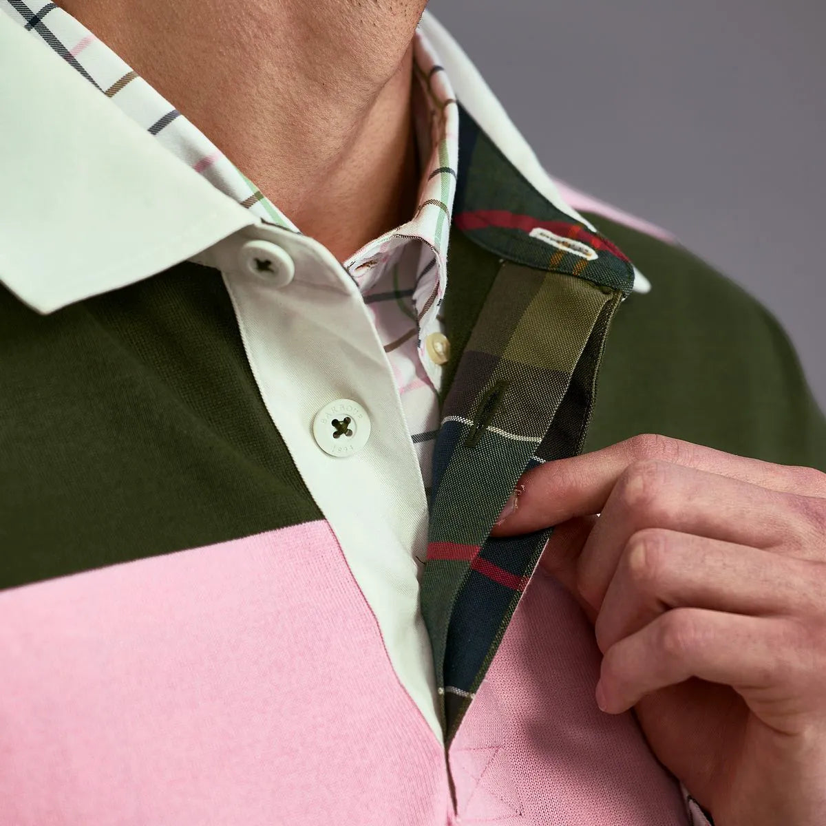 Barbour Broome Rugby Shirt - Pink Cotton