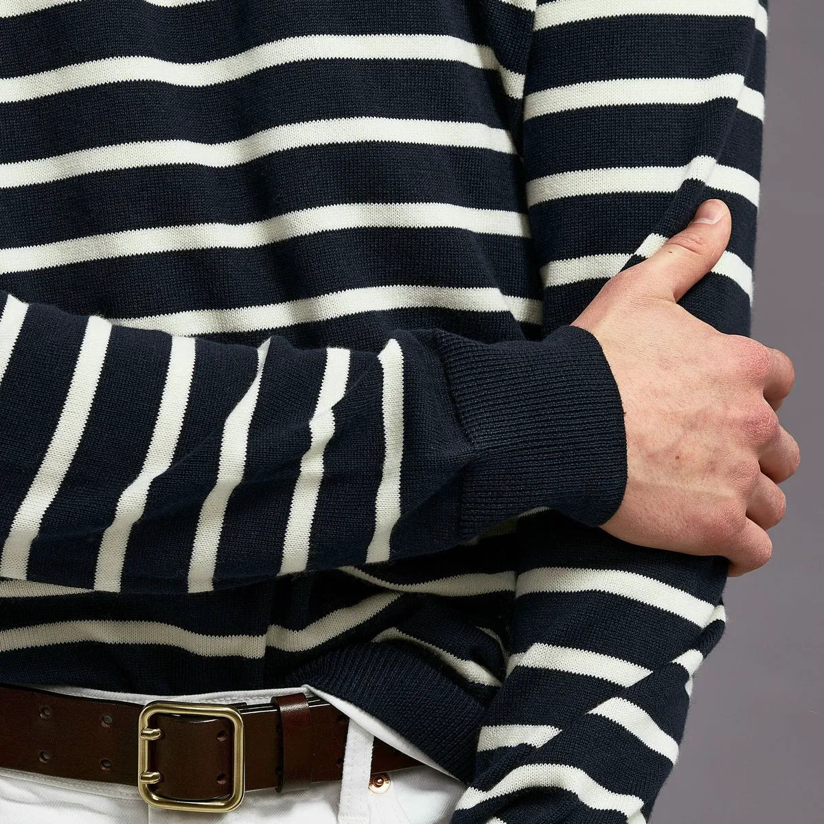 Crewneck Sweater - Navy Stripe