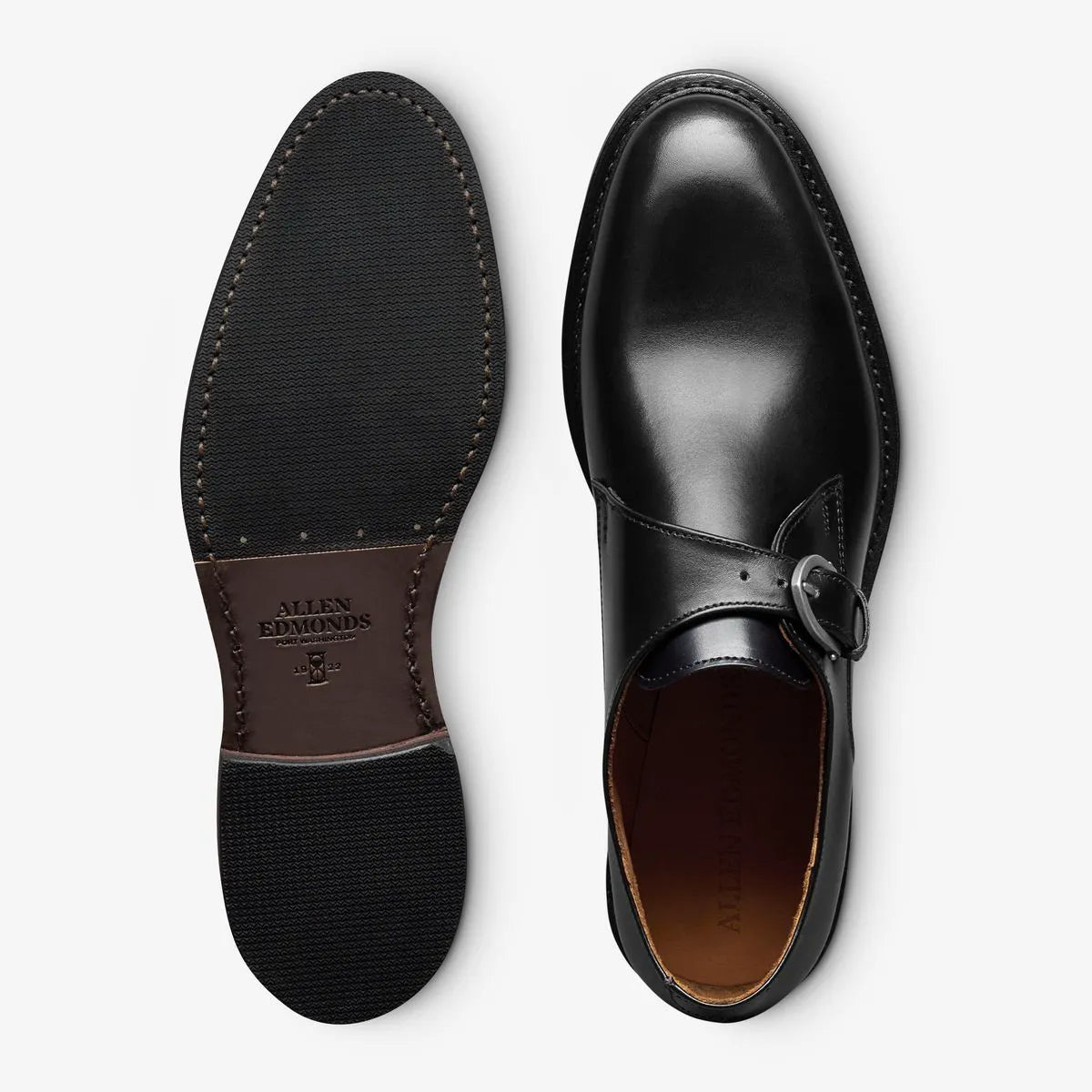 Ryder Single Monk Strap Dress Shoe - Black Leather