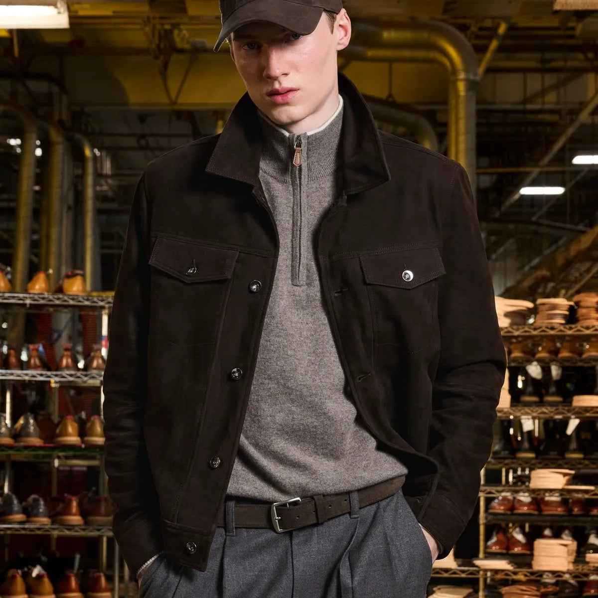 Suede Trucker Jacket - Brown Suede