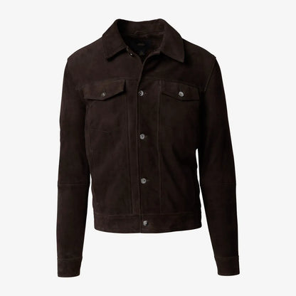 Suede Trucker Jacket - Brown Suede