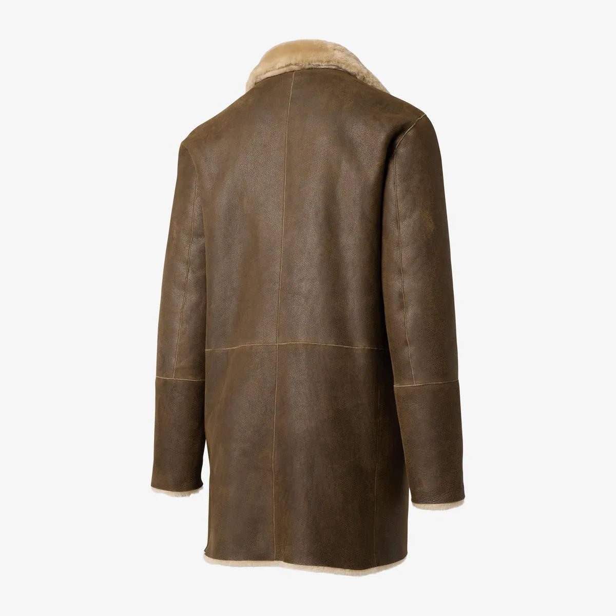 Double Breasted Shearling Coat - Brown