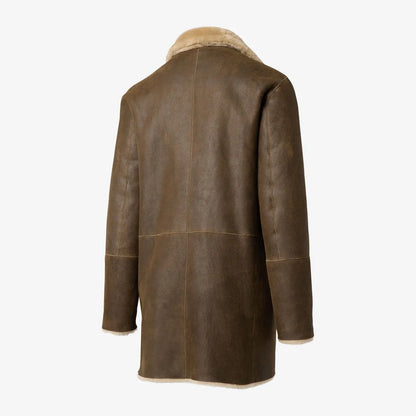 Double Breasted Shearling Coat - Brown