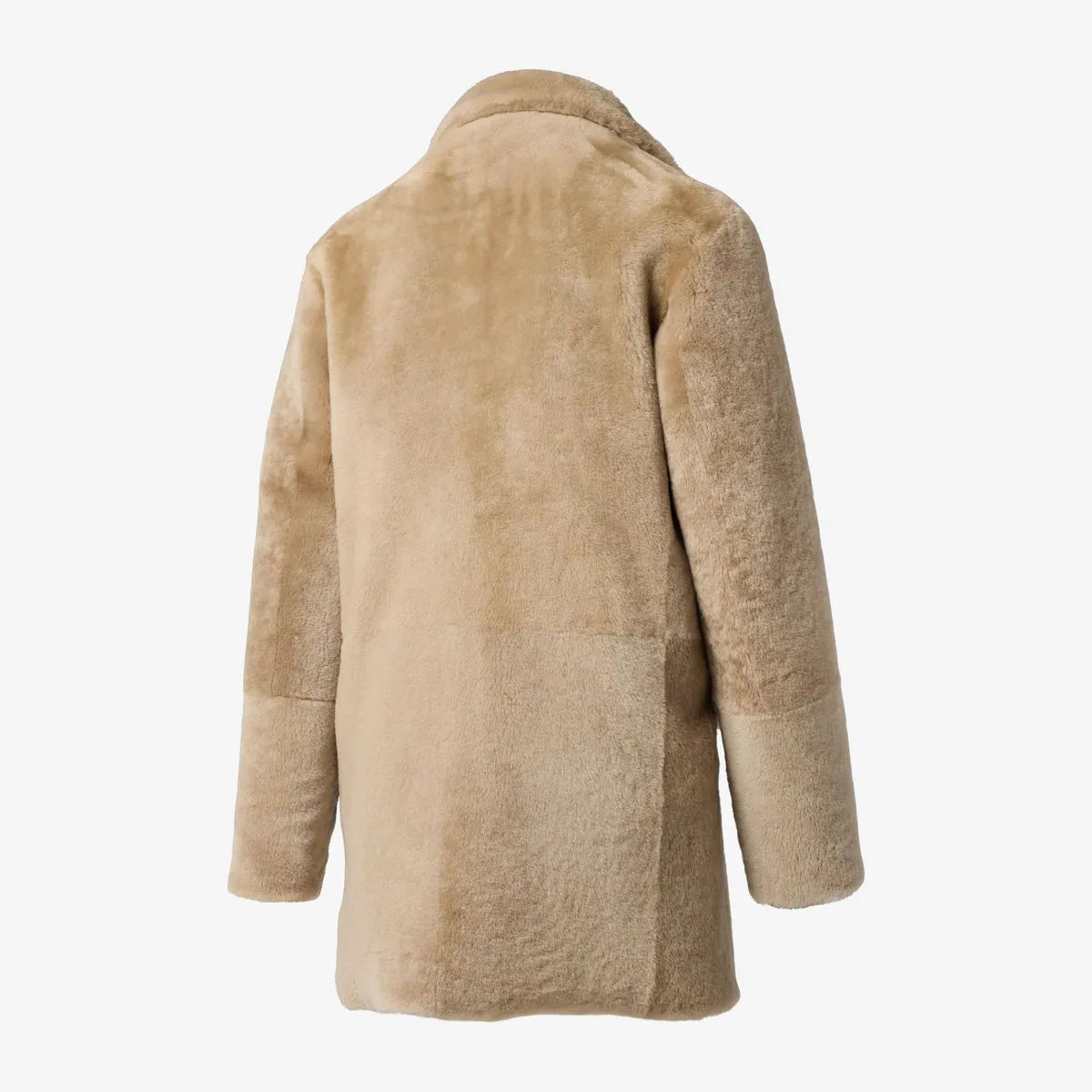 Double Breasted Shearling Coat - Brown