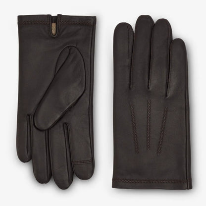 Cashmere Lined Leather Tech Gloves - Brown