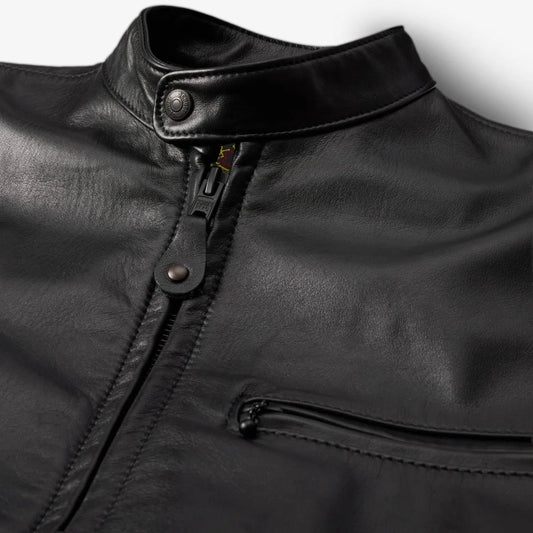 Schott® N.Y.C. x Allen Edmonds Café Racer 2.0 Leather Jacket - Black Leather
