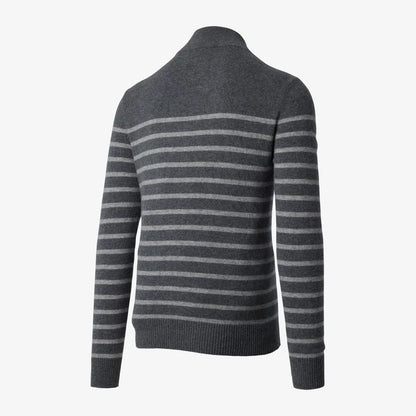 Cashmere Quarter-zip Sweater - Grey Stripe