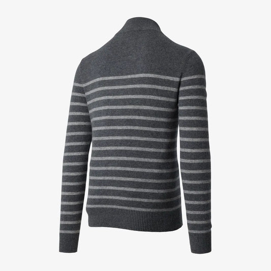 Cashmere Quarter-zip Sweater - Grey Stripe