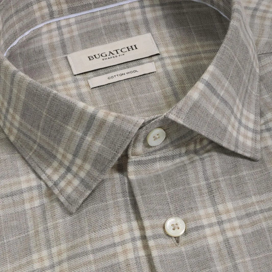 Bugatchi Axel Woven Long-sleeve Shirt - Cobblestone