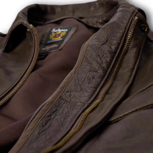 Schott® N.Y.C. x Allen Edmonds Leather Bomber Jacket - Brown Leather