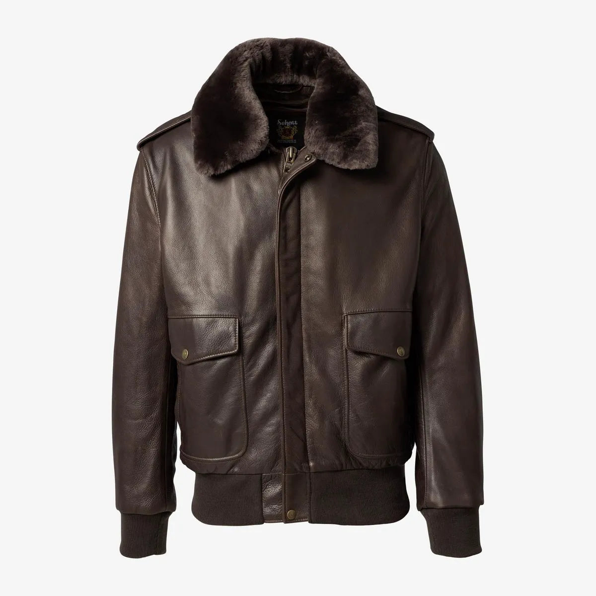 Schott® N.Y.C. x Allen Edmonds Leather Bomber Jacket - Brown Leather