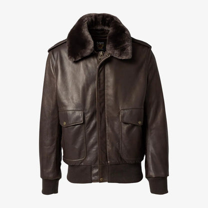 Schott® N.Y.C. x Allen Edmonds Leather Bomber Jacket - Brown Leather