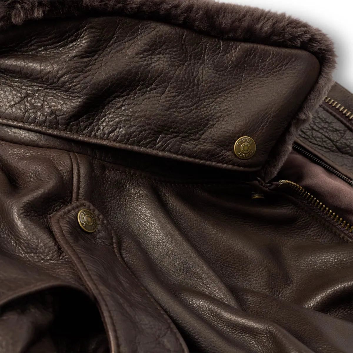 Schott® N.Y.C. x Allen Edmonds Leather Bomber Jacket - Brown Leather