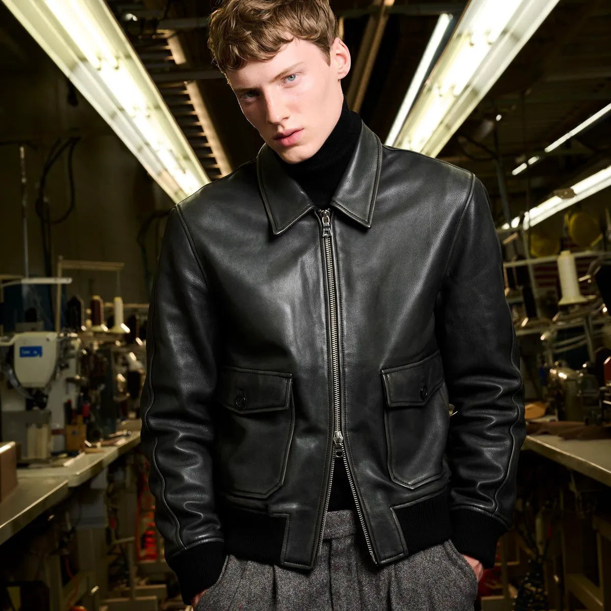 Officine Générale Cesario Lamb Leather Jacket - Black