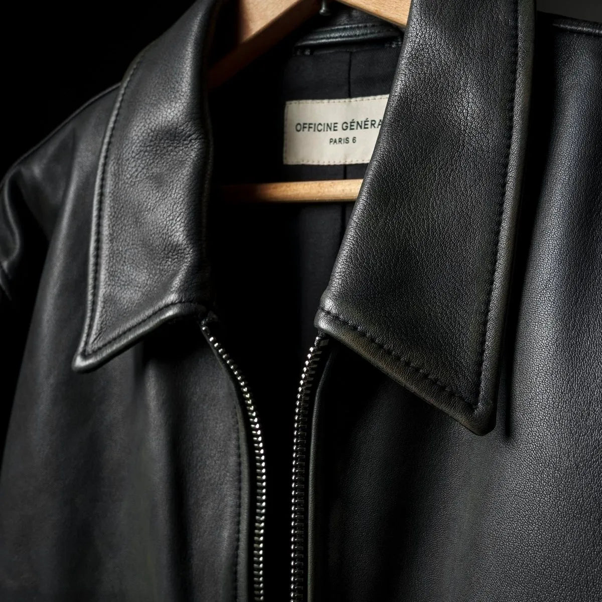 Officine Générale Cesario Lamb Leather Jacket - Black