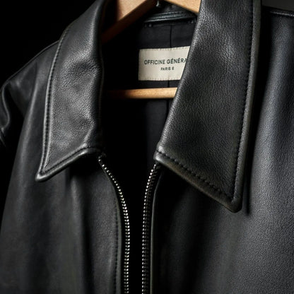 Officine Générale Cesario Lamb Leather Jacket - Black
