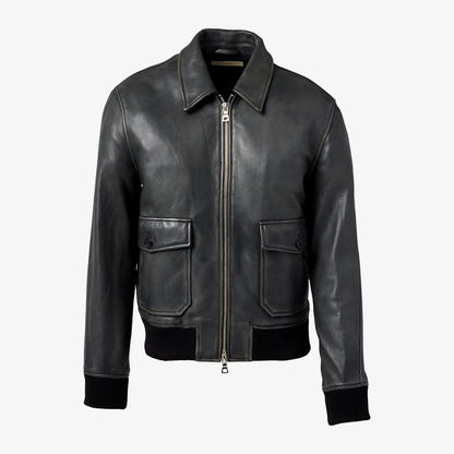 Officine Générale Cesario Lamb Leather Jacket - Black