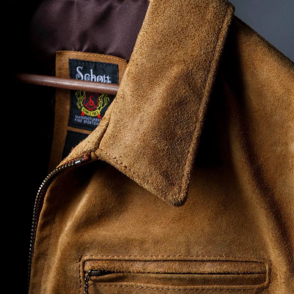 Schott® N.Y.C. x Allen Edmonds Rough-out Suede Jacket - Brown Suede