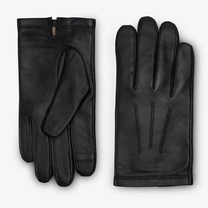 Cashmere Lined Leather Tech Gloves - Black